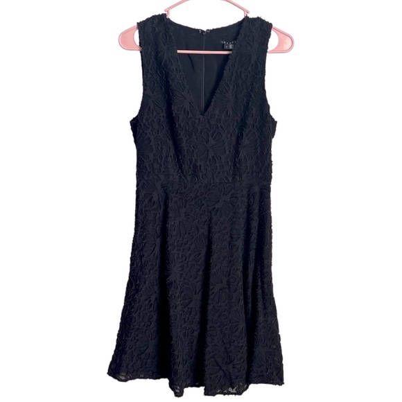 Theory Mini Dress SZ 4 BLK Lace Floral Cocktail Preppy Party Coquette Whimsygoth - Picture 2 of 12